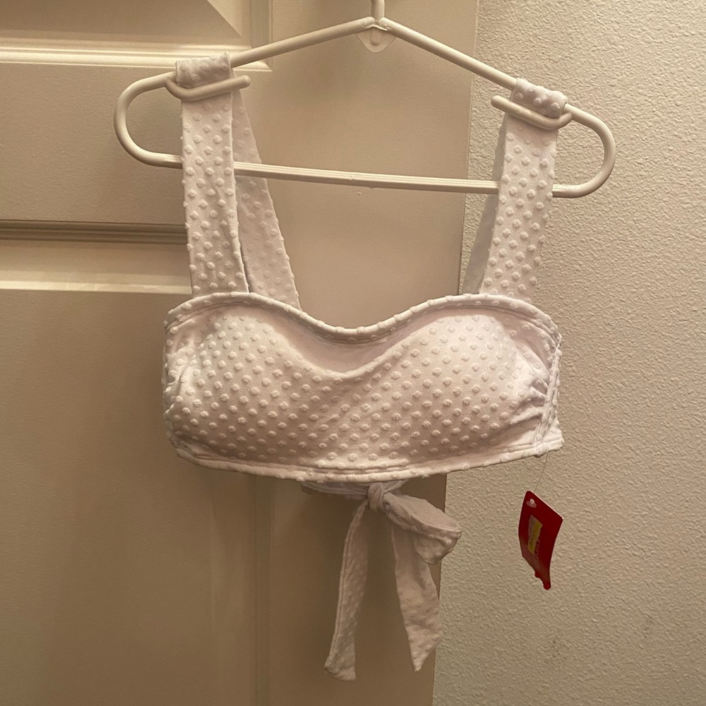 NEW Xhiliration White Tie Back Polka Dot Bikini